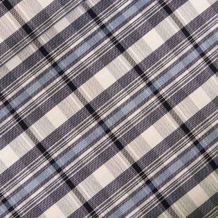 Dekostoff -  Karo  - beige - blau 