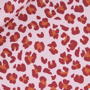 Baumwoll - Musselin - Leo - rosa - rot 