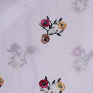 Baumwolle - bestickt - bunte Blumen