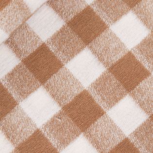 Mantel Schurwolle - Karo - camel