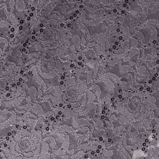 Spitze - Stretch - Pailetten - violett-grau