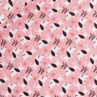 Baumwolljersey - woof-woof - Hund rosa