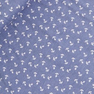 Baumwolljersey - maritime Anker - jeansblau