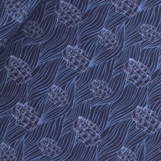 French Terry - raue See - blau