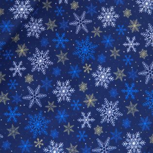 Baumwolle - Weihnachten - Schneeflug - blau