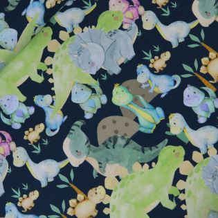Baumwolljersey -  Bunte Urzeit Dinos