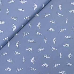 Baumwolljersey - Dinosaurier - blau