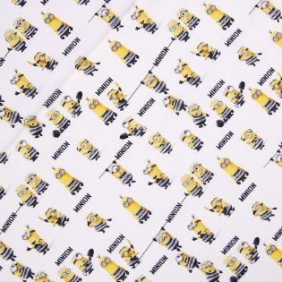 Baumwolle - Minions - Stripes - weiß