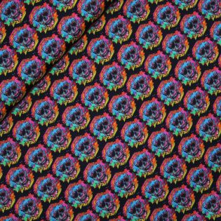 Baumwolle - Rainbow - Skulls - schwarz