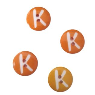 2-Loch-Knopf - 20mm - Buchstabe K - orange