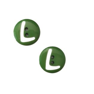2-Loch-Knopf - 20mm - Buchstabe L - grün 