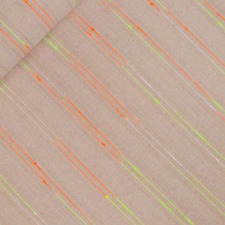 Leinen Look - Neon Streifen - beige