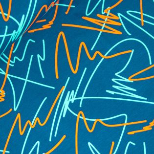 Baumwolljersey - Neon Vibes - petrol, orange