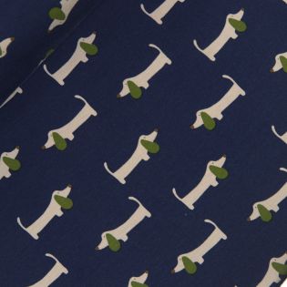 French Terry - Dackelliebe - blau