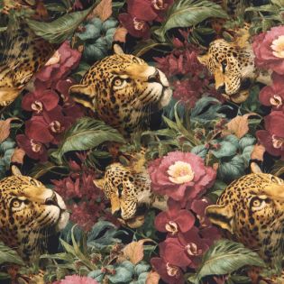 French Terry - Leopard im Dschungel