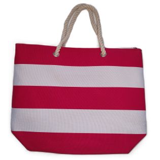 Strandtasche - pink-weiß