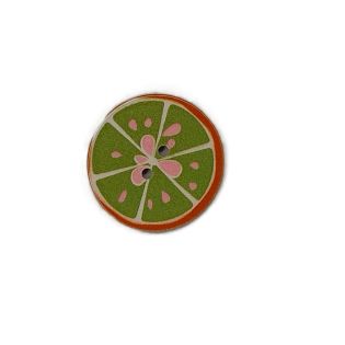 2-Loch-Knopf - 25 mm - Limette - grün-rosa-orange