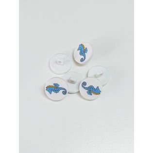 Öse - 17 mm - Kinderknopf -  Seepferdchen - maritim - weiss