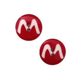 2-Loch-Knopf - 20mm - Buchstabe M - rot