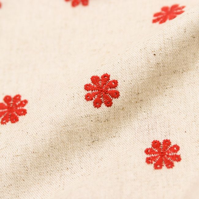 Leinen Viskose Stickerei Streublumen rot