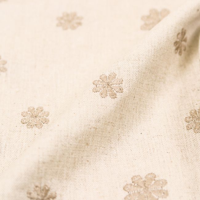 Leinen Viskose Stickerei Streublumen beige