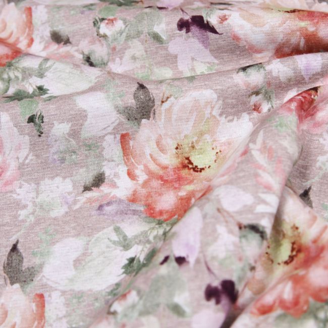 Alpenfleece zarte Blumen rosa