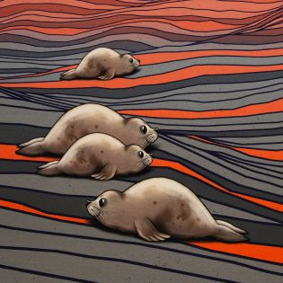 Baumwolljersey - Swafing - In the Dunes by Thorsten Berger - Robben - Panel 