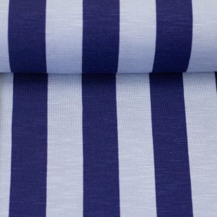 Viskosejersey - Swafing - Cherry Picking - Happy Stripes - blau-hellblau