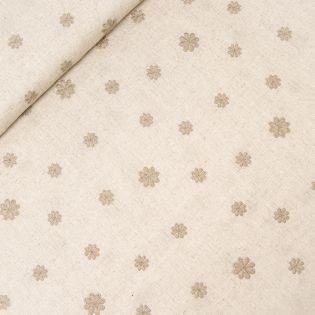 Leinen - Viskose - Stickerei - Streublumen - beige