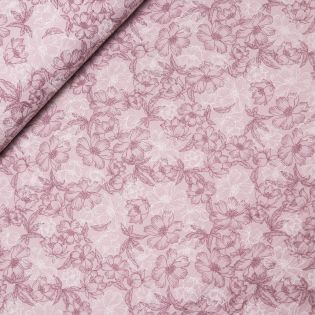 Baumwoll - Musselin - dezente Blume - rosa