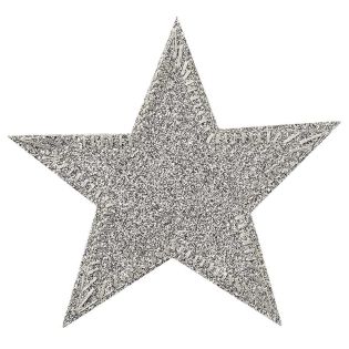 Applikation - Stern, silber, Glitzer