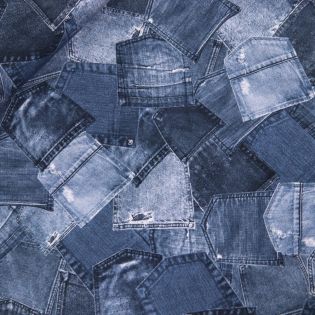 Baumwolljersey -  Jeans-Mosaik - blue