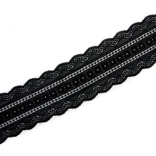 Perlonspitze - elastisch - 100 mm - schwarz