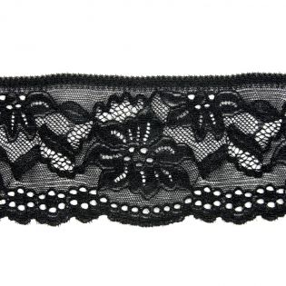 Perlonspitze - elastisch - 74 mm - schwarz
