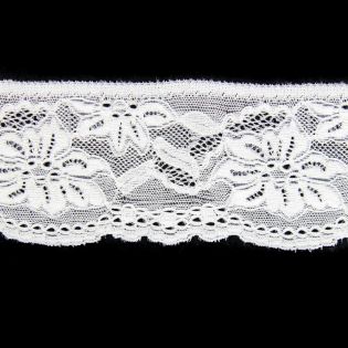 Perlonspitze - elastisch - 74 mm - weiss