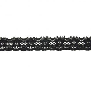 Perlonspitze - elastisch - 22 mm - schwarz