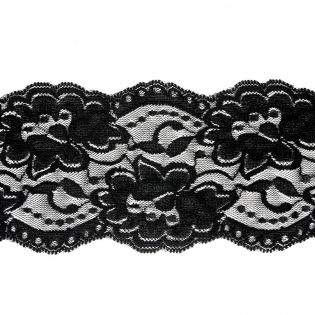Perlonspitze - elastisch - 90 mm - schwarz