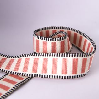 Taschengurtband - 38 mm - gestreift  - altrosa - beige 