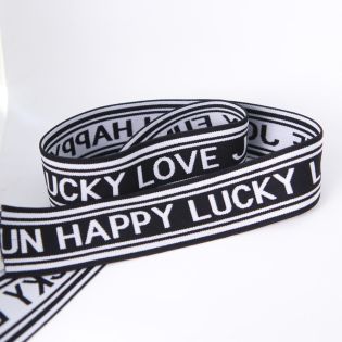 Gummiband  - Lucky Love Joy  Fun Happy - 40 mm - schwarz