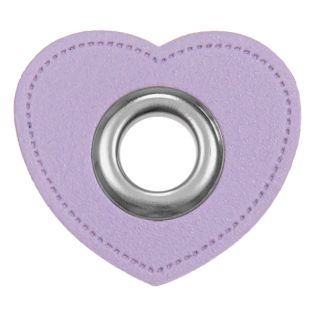 Ösenpatches für Kordeln - Lederimitat - Herz - flieder