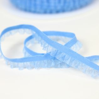 Rüschenband - elastisch - 12 mm - babyblau