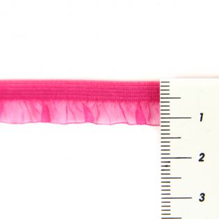 Rüschenband - elastisch - 12 mm - pink