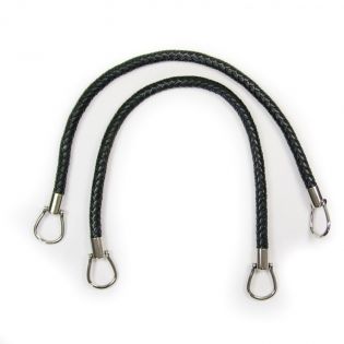 Taschengriff - Lederoptik - geflochten - 55 cm - schwarz