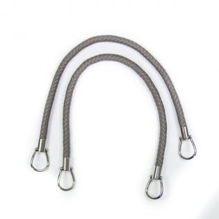 Taschengriff - Lederoptik - geflochten - 55 cm - grau