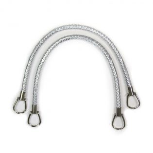Taschengriff - Lederoptik - geflochten - 55 cm - silber