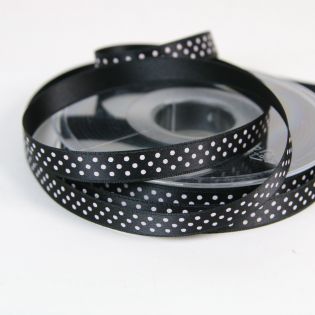 Satinband - Mini Dots - 10 mm - schwarz