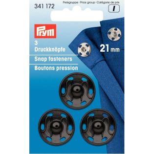 Prym - 3 Annäh-Druckknöpfe - 21 mm - schwarz