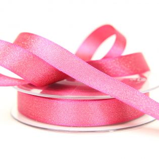 Satinband - Glitzer - gold - 15 mm - pink