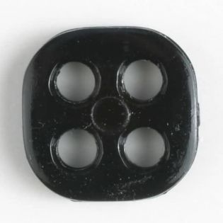 4 - Loch - Knopf - 11 mm - schwarz - viereckig - glänzend