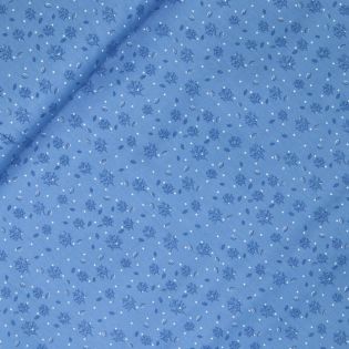 Baumwolle - Popeline - dezente Blüte - hellblau